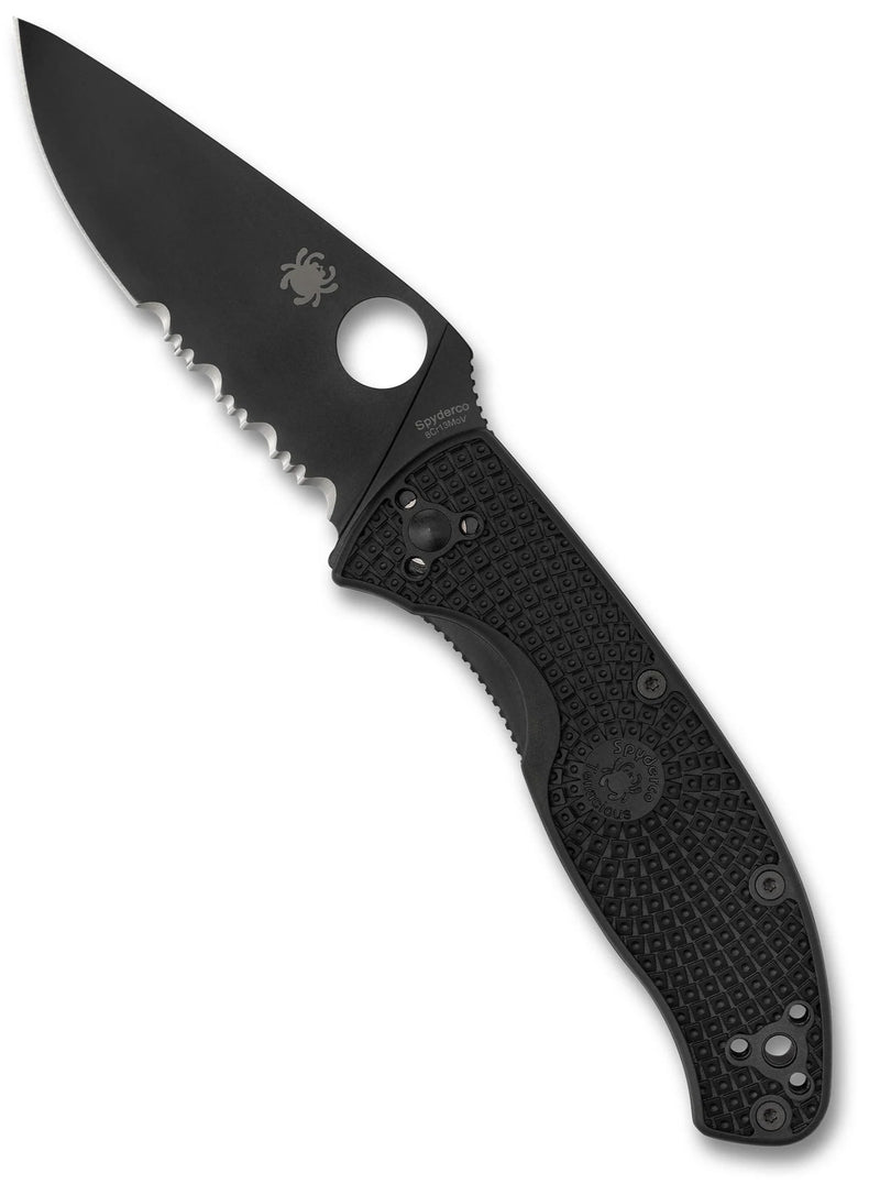 Spyderco Tenacious Lightweight 3.39" Black Oxide CombinationEdge Folding Pocket Knife (C122PSBBK)
