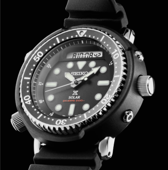 Seiko Prospex Divers Solar 47.8mm Black Dial Men's Watch (SNJ025)