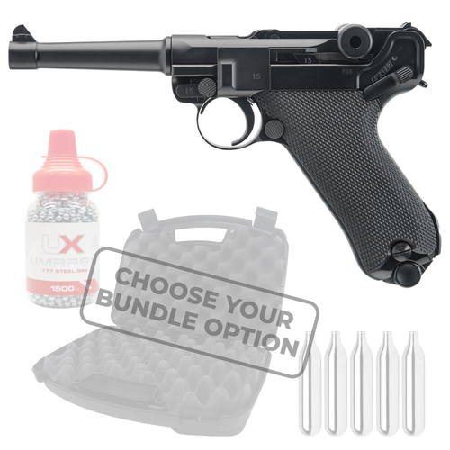Umarex Legends P.08 CO2 .177 Caliber Blowback Air Pistol with Wearable4U Bundle