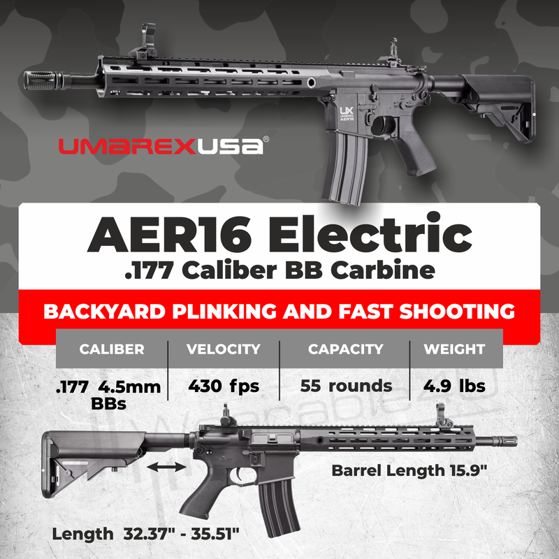 Umarex AER16 .177 Caliber Electric-Powered Full Auto Air Rifle (2252126)