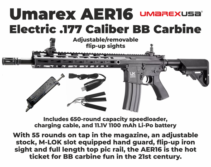 Umarex AER16 .177 Caliber Electric-Powered Full Auto Air Rifle (2252126)
