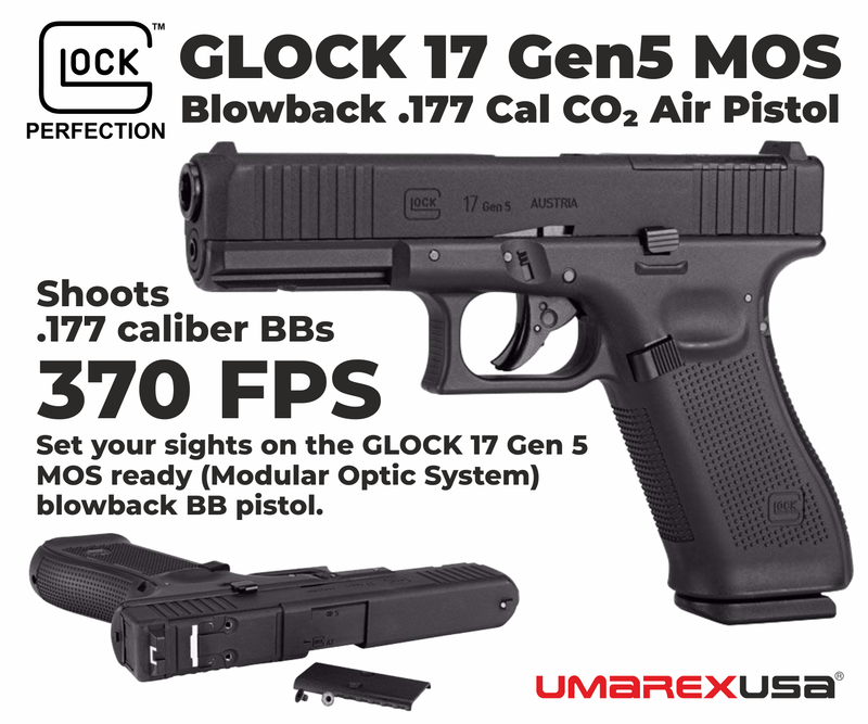 Umarex Glock 17 Gen 5 MOS Modular Optic System Blowback .177 Cal CO2 Air Pistol (2255219)