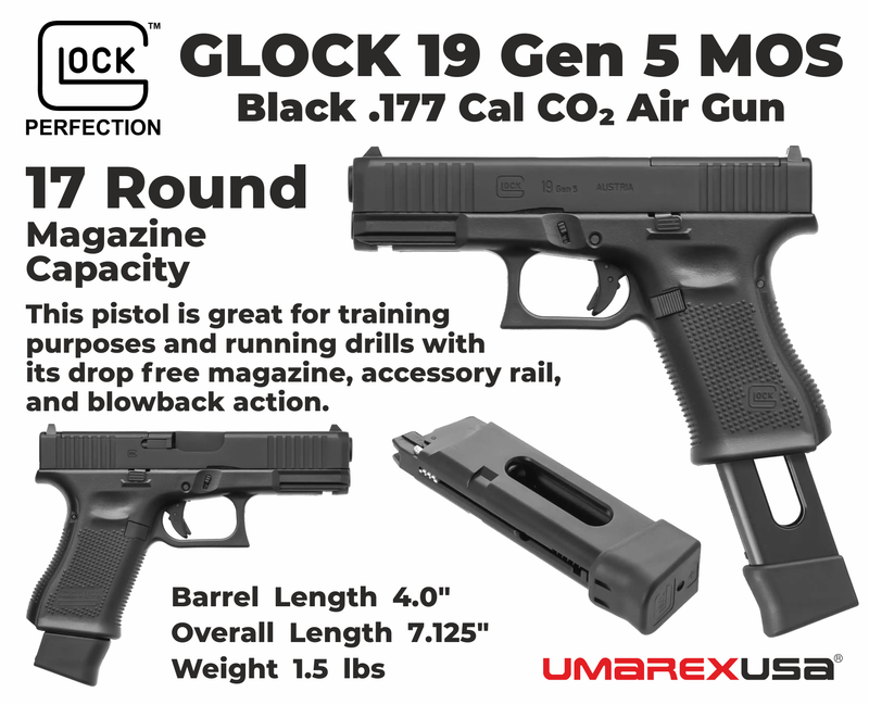 Umarex GLOCK 19 Gen 5 MOS .177 Cal Blowback CO2 Air Pistol (2255230)