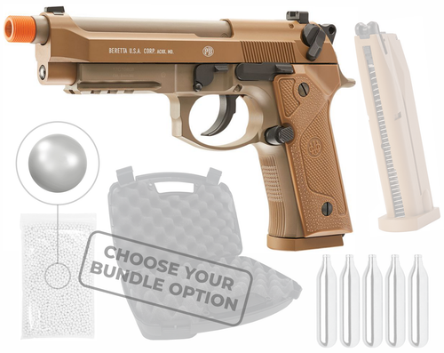Umarex Beretta M9A3 CO2 Blowback Airsoft Pistol, FDE (2274310) with Included Bundle