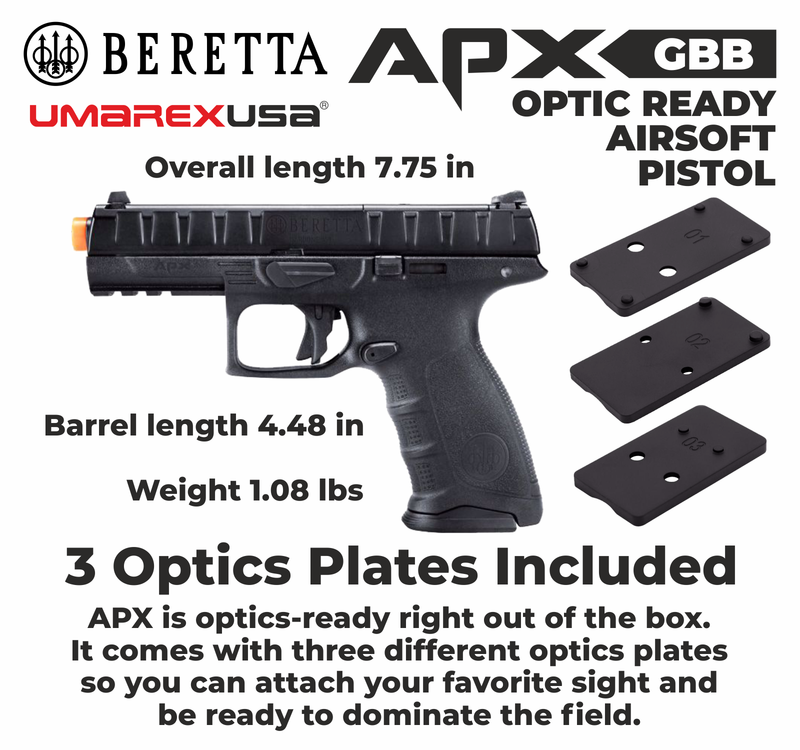 Umarex Beretta APX OR GBB Green Gas 6mm Blowback Airsoft Pistol, Black (2274313)