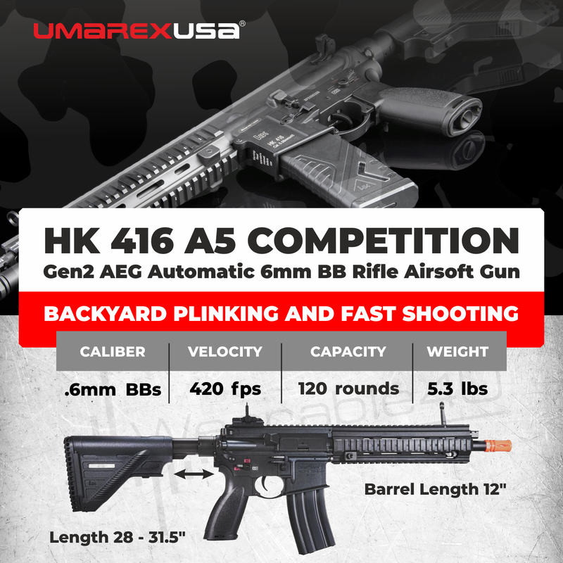 Umarex HK Heckler & Koch HK416 A5 Competition Gen 2 EyeTrace 6mm AEG Airsoft Rifle (2275062)