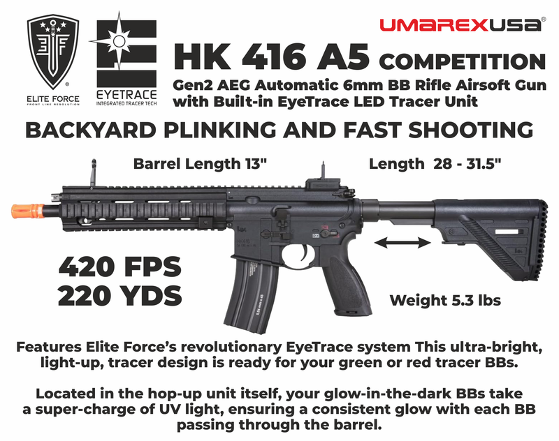 Umarex HK Heckler & Koch HK416 A5 Competition Gen 2 EyeTrace 6mm AEG Airsoft Rifle (2275062)