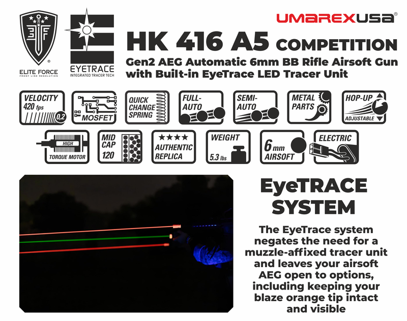 Umarex HK Heckler & Koch HK416 A5 Competition Gen 2 EyeTrace 6mm AEG Airsoft Rifle (2275062)