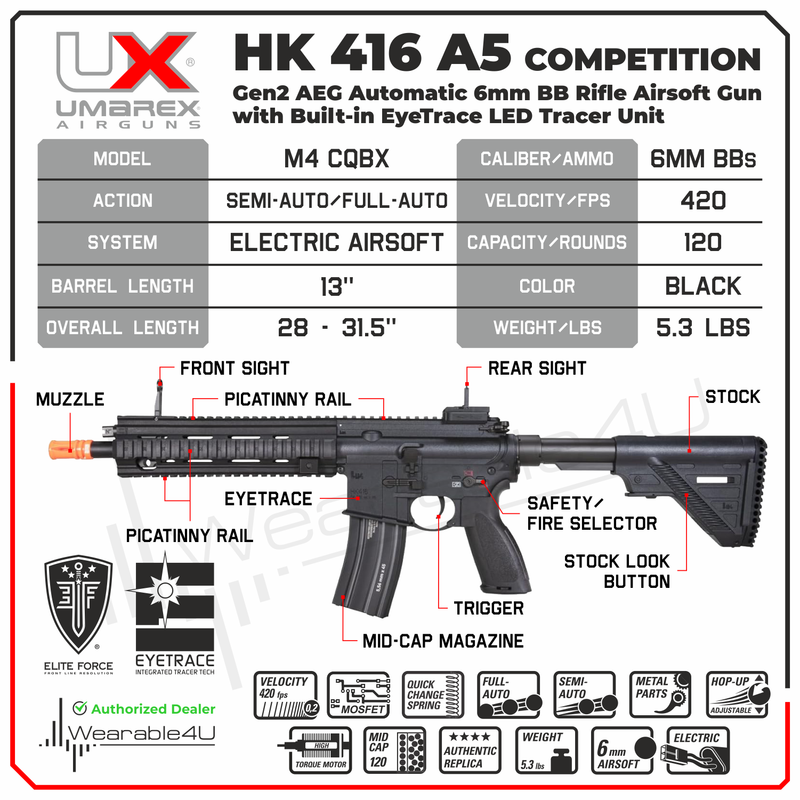 Umarex HK Heckler & Koch HK416 A5 Competition Gen 2 EyeTrace 6mm AEG Airsoft Rifle (2275062)