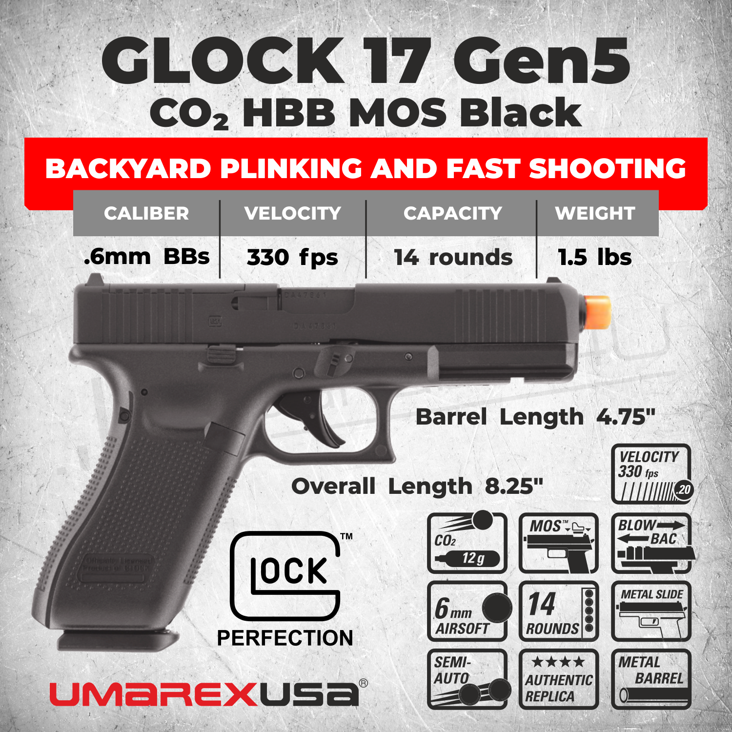 Umarex Glock 17 Gen 5 MOS Half-Blowback 6mm CO2 Airsoft