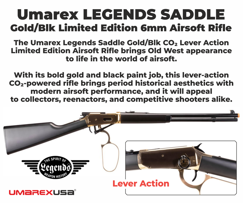 Umarex Legends Saddle Gold/Blk CO2 Lever Action Limited Edition Airsoft Rifle (2280272)