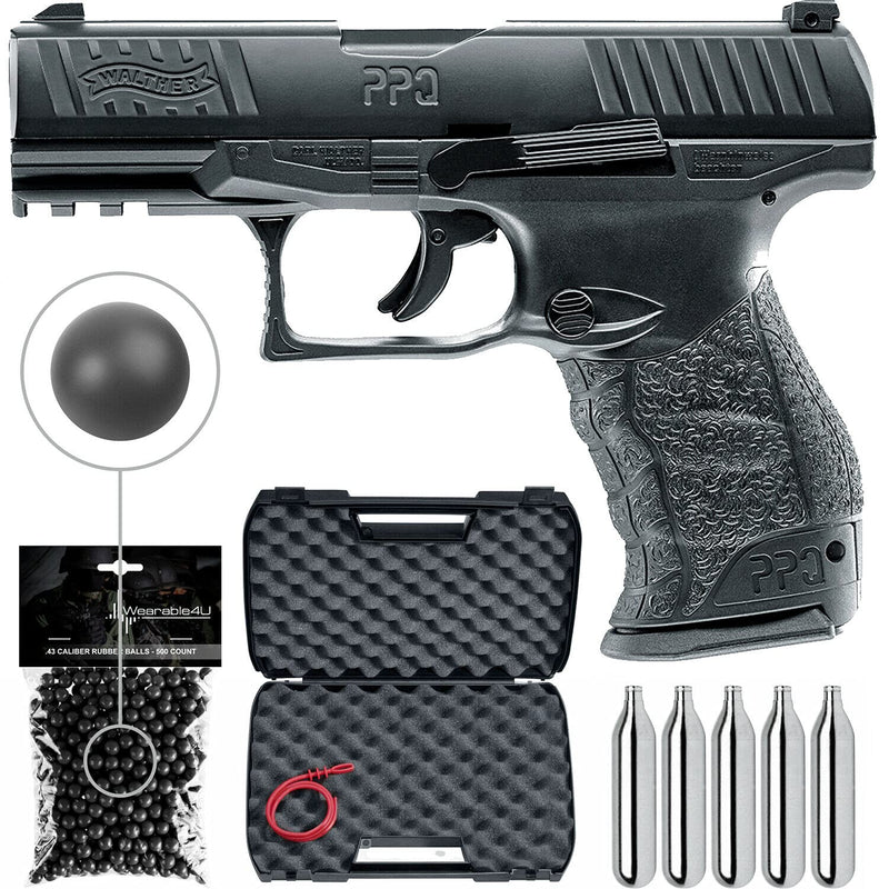 Umarex T4E Walther PPQ M2 .43 Cal (Gen 2) CO2 Blowback Paintball Pistol, Black (2292101)
