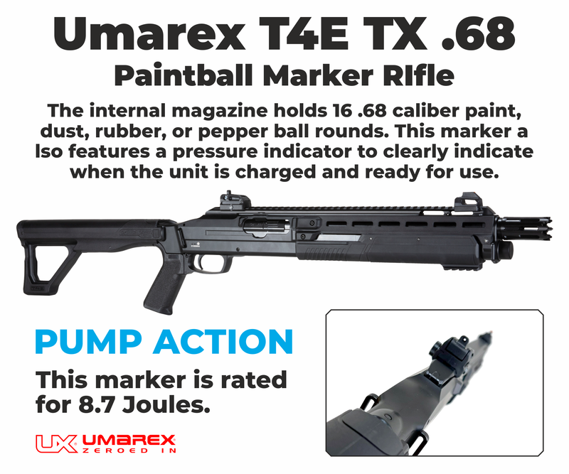 Umarex T4E TX CO2 .68 Cal Paintball Marker, Black, Gen 2, 2024 (2292141)