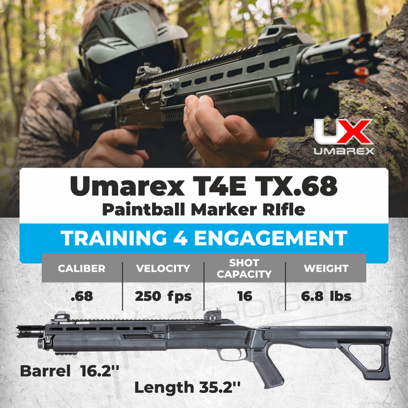 Umarex T4E TX CO2 .68 Cal Paintball Marker, Black, Gen 2, 2024 (2292141)