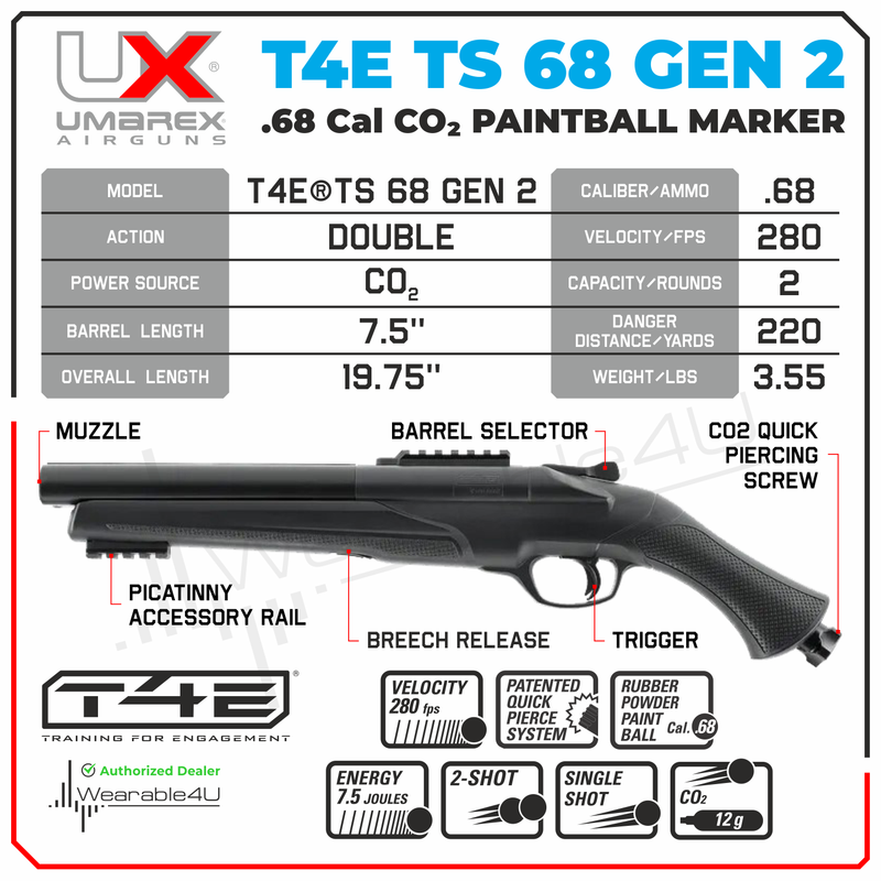 Umarex T4E TS 68 GEN 2 .68 Cal CO2 Paintball Marker (2292203)