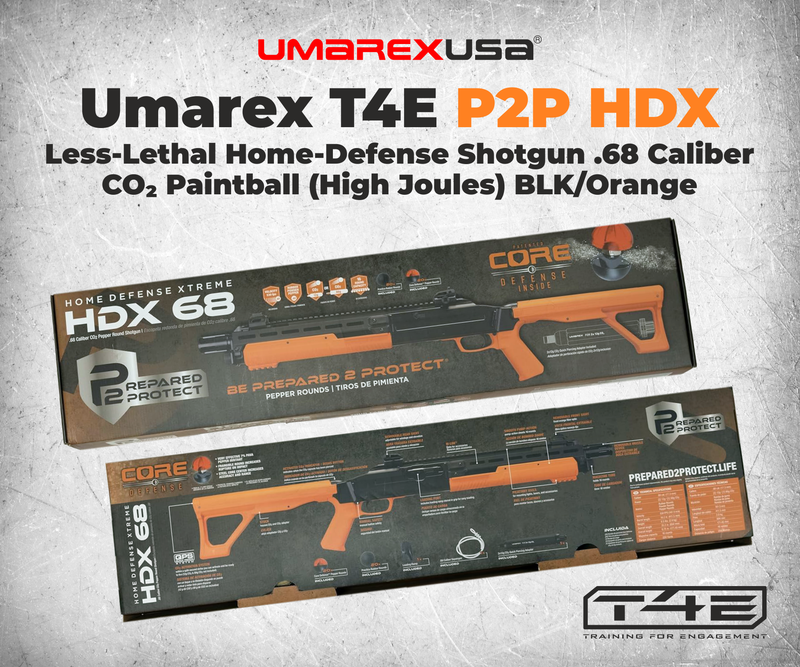 Umarex T4E by P2P HDX Less-Lethal Home-Defense Shotgun .68 Caliber CO2 Paintball (High Joules) Shotgun BLK/Orange (2292306)