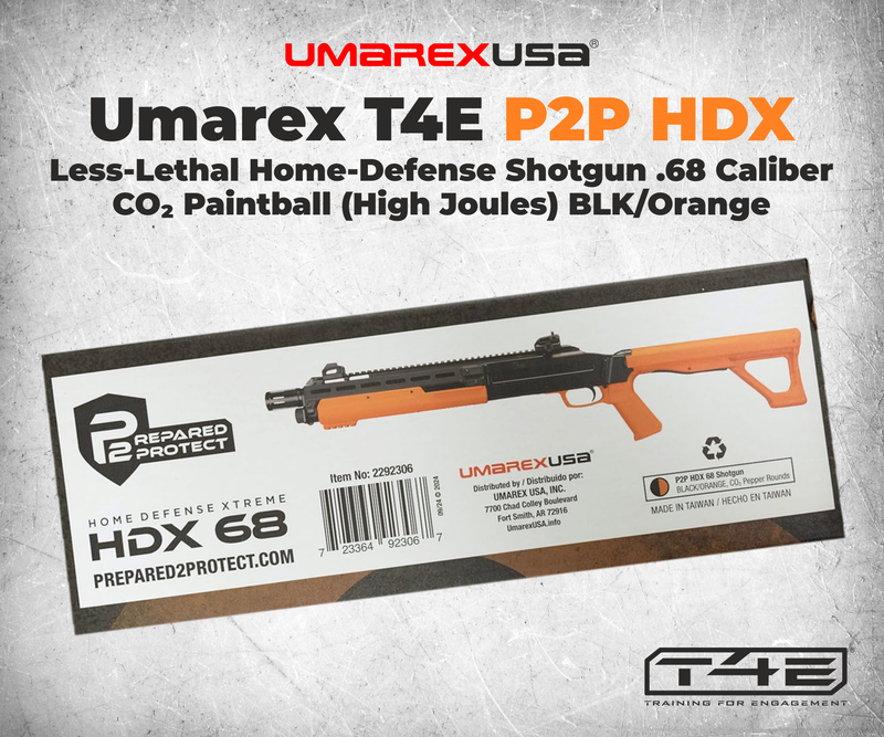 Umarex T4E by P2P HDX Less-Lethal Home-Defense Shotgun .68 Caliber CO2 Paintball (High Joules) Shotgun BLK/Orange (2292306)