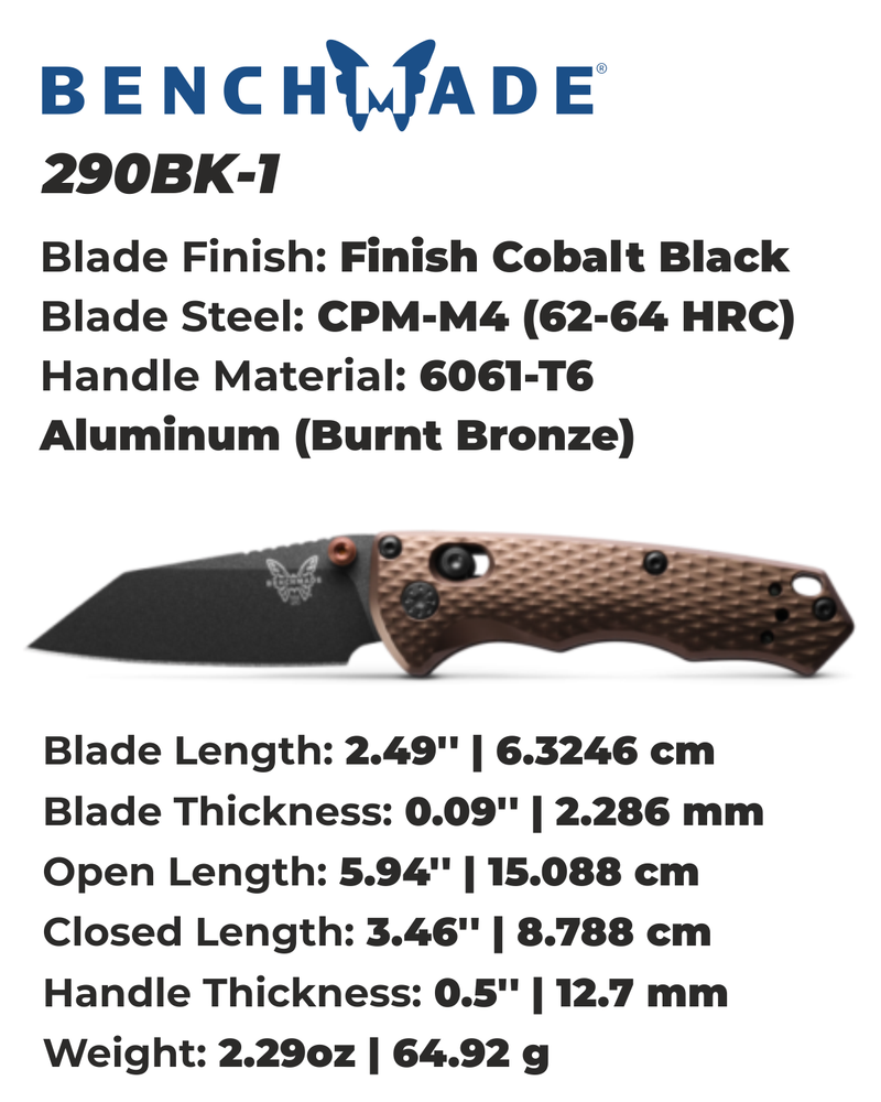 Benchmade 290BK-1 Full Immunity Black CPM-M4 Dark Earth Handle 2.49'' Plain Edge Pocket Knife with Benchmade Blue Lube Lubricant for knives 37ml 1.25fl oz (Made in USA)