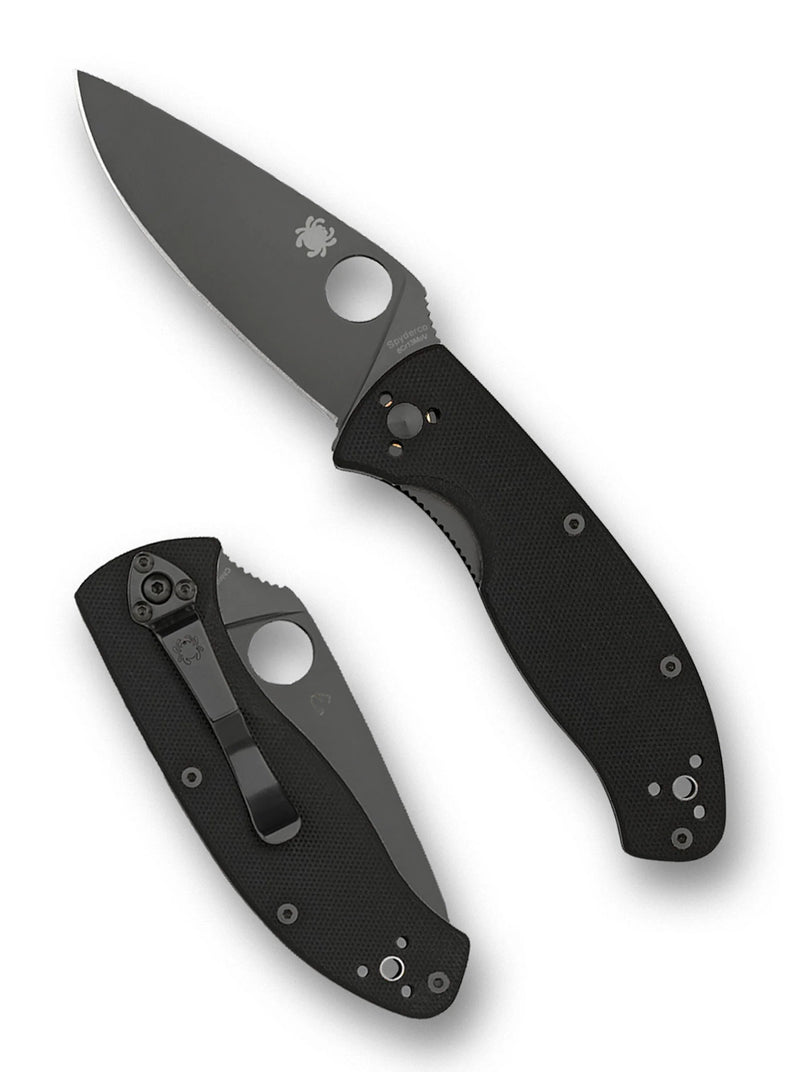 Spyderco Tenacious G-10 3.39" Plain Edge Black Oxide Folding Pocket Knife (C122GBBKP)
