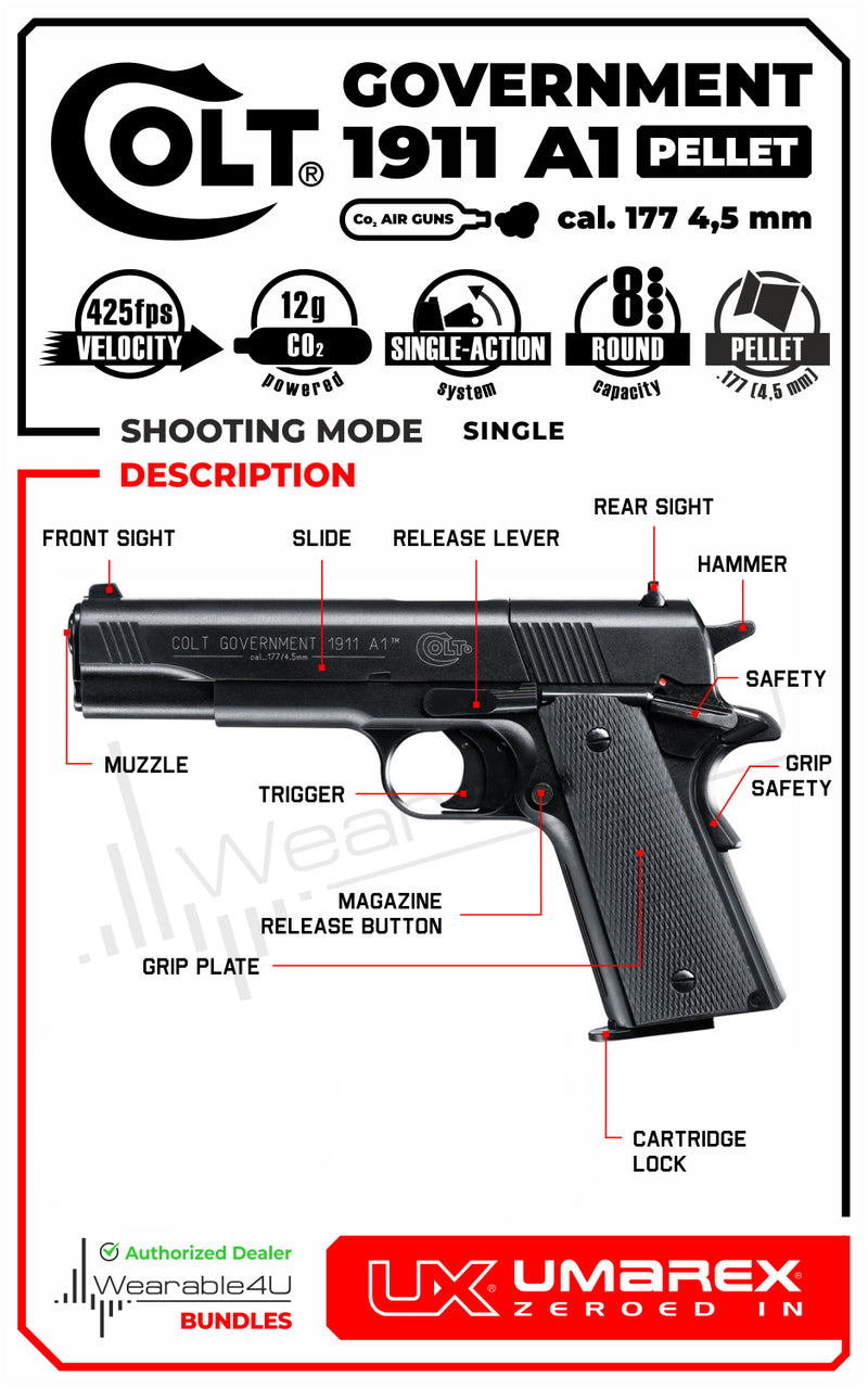 Umarex Colt Government 1911 A1 .177 Cal CO2 Air Pistol (2254000)