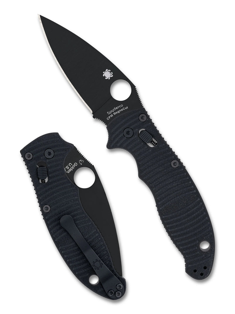 Spyderco Manix 2 Salt Black G-10 CPM MagnaCut 3.37" Black Plain Edge Folding Pocket Knife (C101GMCBKP2)