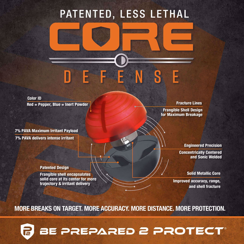 Umarex P2P Core Defense Pepper Rounds-.68 cal Red/Black 100 ct (2292314)