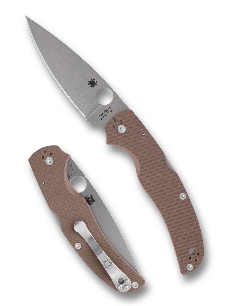 Spyderco Native Chief Brown G-10 CPM 15V Sprint Run Plain Edge 4.08" Folding Pocket Knife (C244GPBN15V)