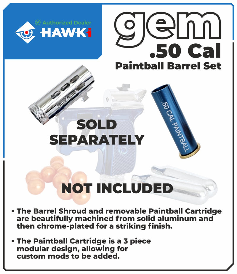 Hawki Gem .50 Caliber Paintball Barrel Set for Gem CO2 Air Pistol, Paintball Cartridge, Premium Construction, 300+ FPS, Barrel Only (Hi-G-PBBrl)