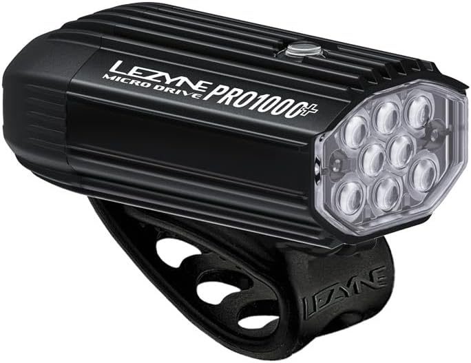 Lezyne Micro Drive Pro 1000+ Bicycle Front Light, 1000 Lumens, USB-C Rechargeable (1-LED-25F-V337)