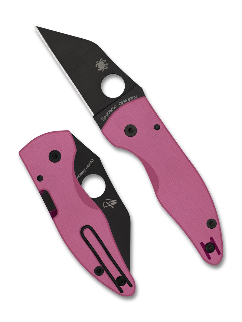 Spyderco MicroJimbo Pink G-10 2.45" Black Blade Sprint Run Plain Edge Folding Pocket Knife (C264GPNBKP)