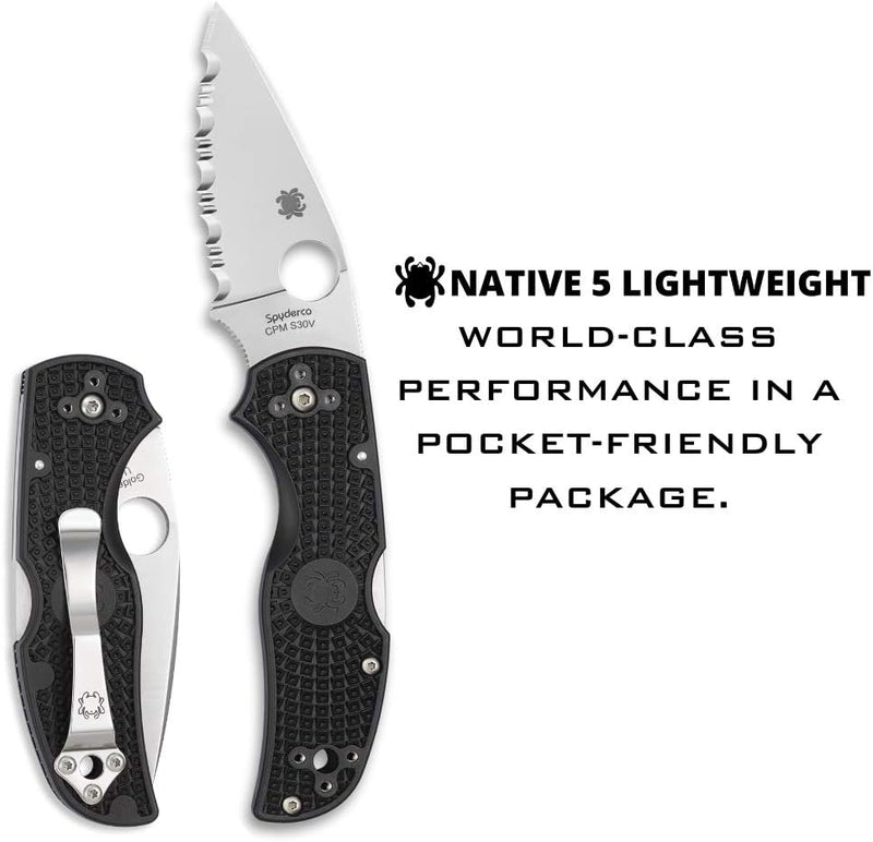 Spyderco Native 5 Lightweight 2.95" SpyderEdge Folding Pocket Knife (C41SBK5)