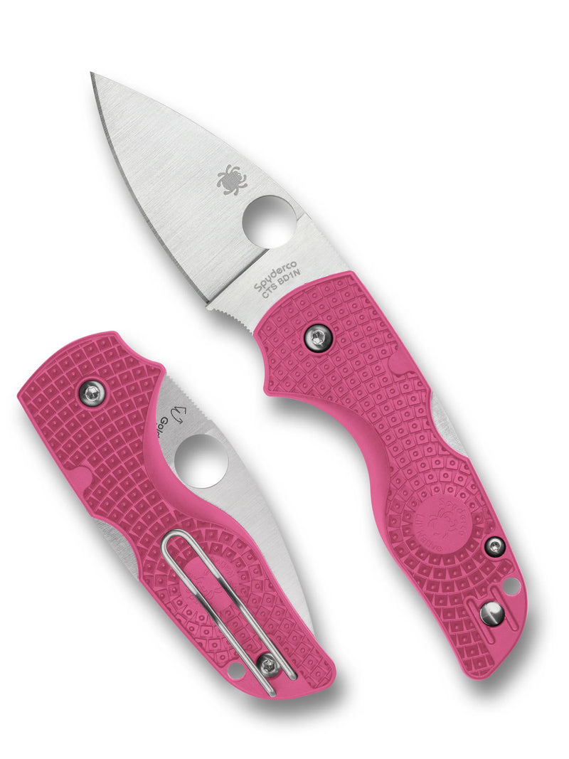 Spyderco Lil' Native Lightweight Pink 2.42" Plain Edge Folding Pocket Knife (C230PPN)