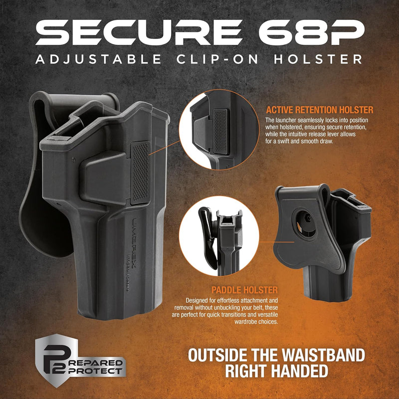 Umarex Holster Right Hand for P2P Secure 68P & T4E IMPAX P68 Paintball Pistol (2292337)