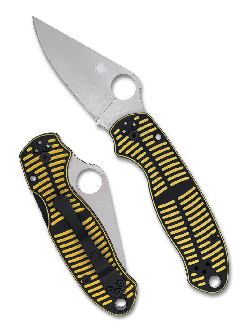Spyderco Para 3 Salt 2.93" Yellow/Black CPM MagnaCut Plain Edge Folding Pocket Knife (C223GBKYLMCP)