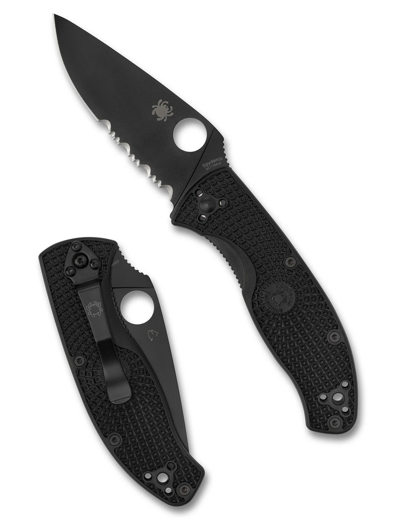 Spyderco Tenacious Lightweight 3.39" Black Oxide CombinationEdge Folding Pocket Knife (C122PSBBK)