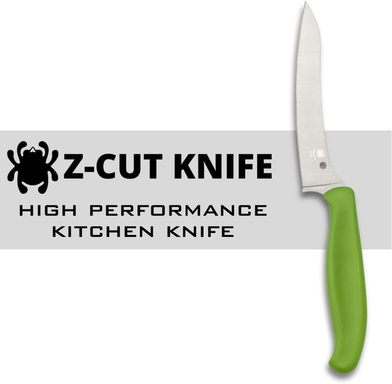 Spyderco Z-Cut Pointed Tip 4.4" Fixed Plain Edge Kitchen Fixed Green Knife (K14PGN)