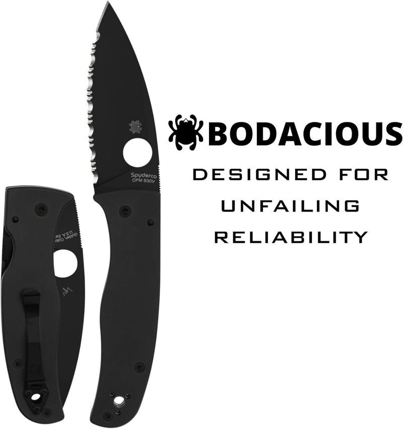 Spyderco Bodacious 3.63" Black CPM S30V SpyderEdge Folding Pocket Knife (C263GSBK)