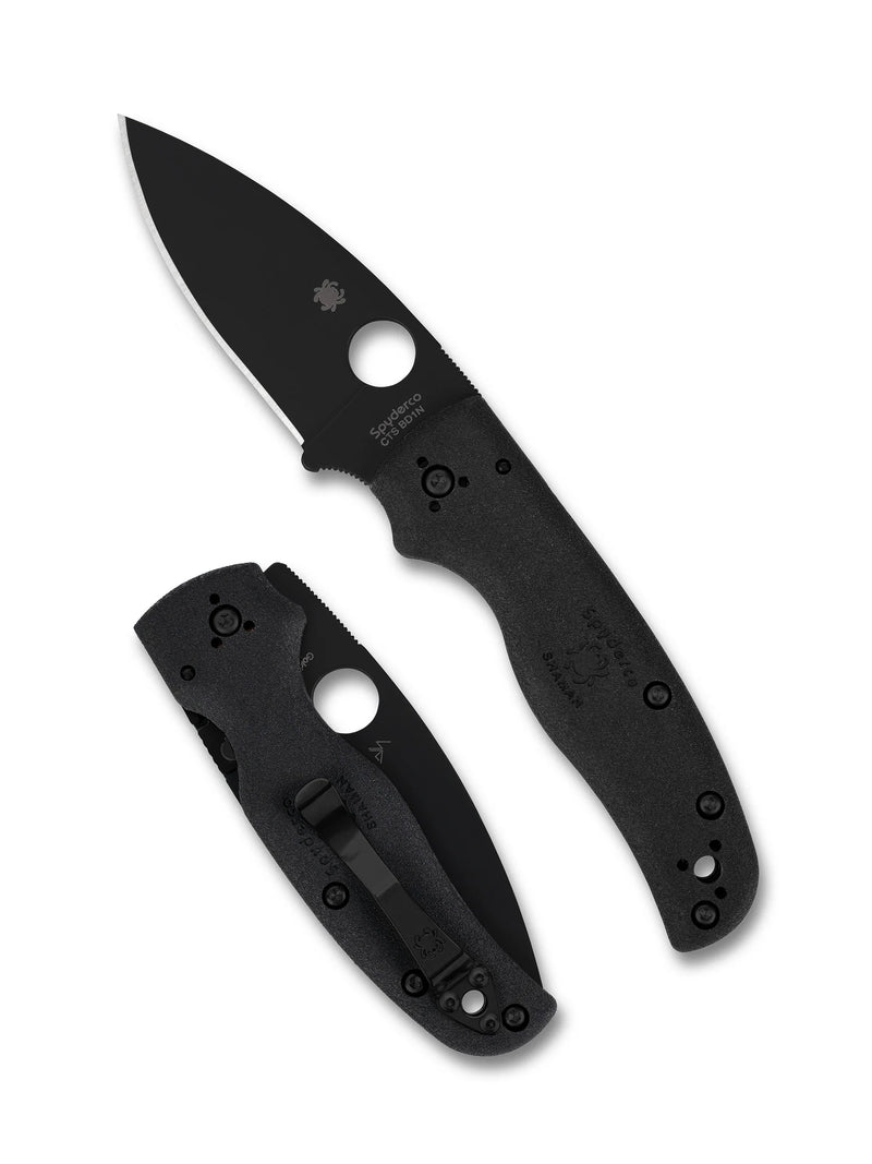 Spyderco Shaman Lightweight 3.58" Black Plain Edge Folding Pocket Knife (C229PBBK)