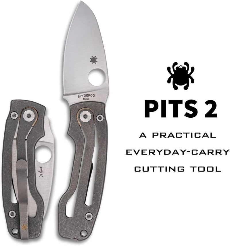 Spyderco Pits 2 Plain Edge 2.74" Folding Pocket Knife (C269TIP)