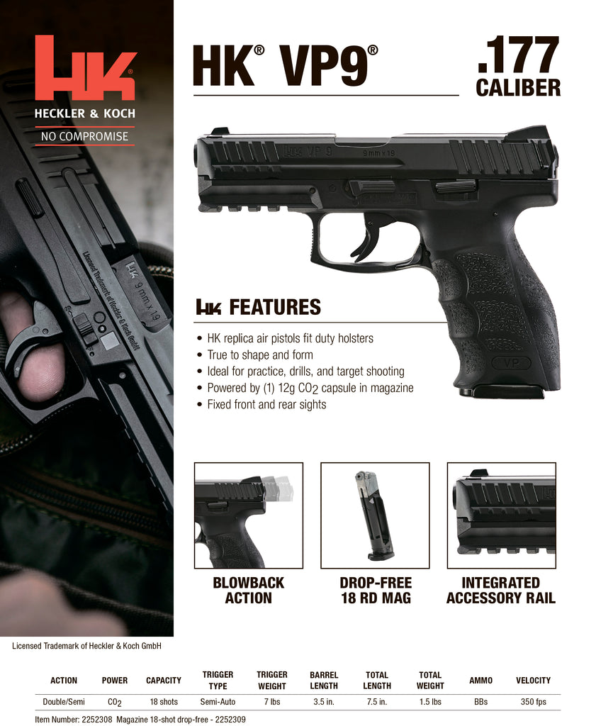 Umarex HK VP9 .177 Blowback Air PistolOfficial H&K BB Gun(2252308 ...