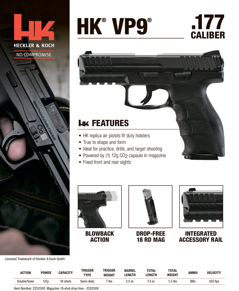 Umarex Heckler & Koch HK VP9 CO2 .177 Blowback Air Pistol (2252308)