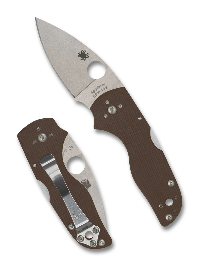 Spyderco Lil' Native Mid Back Lock Brown G-10 CPM 15V Sprint Run 2.42" Plain Edge Folding Pocket Knife (C230MBGPBN15V)
