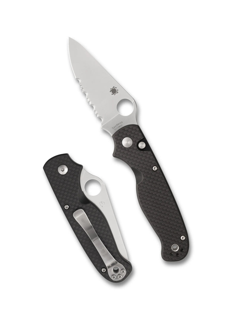 Spyderco ButtonUp Carbon Fiber Combination Edge 3.27" Folding Pocket Knife (C275CFPS)