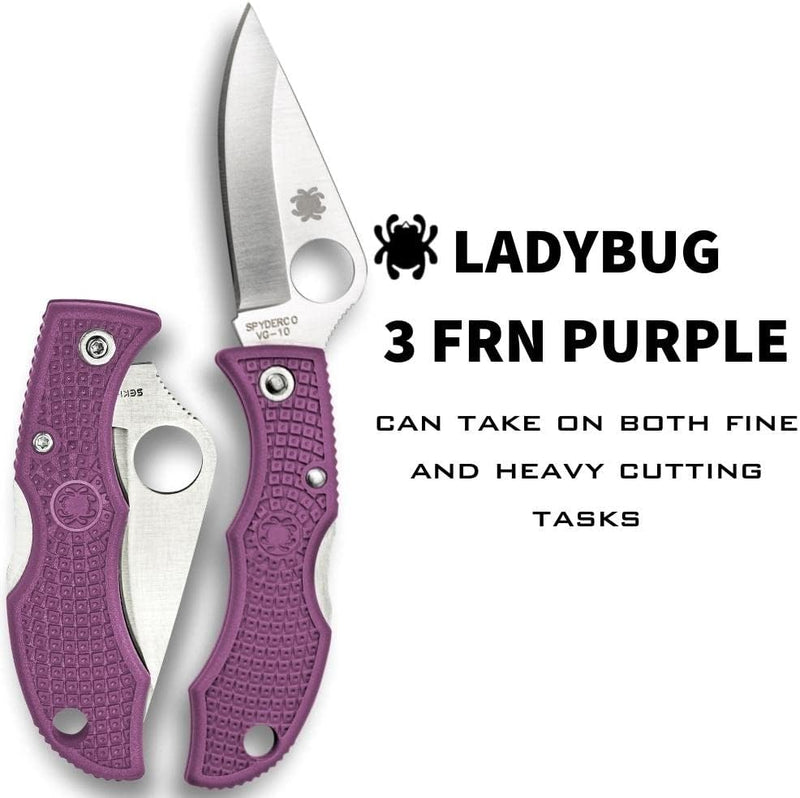 Spyderco Ladybug 3 Lightweight Purple FRN 1.9" VG-10 Plain Edge Folding Pocket Knife (LPRP3)