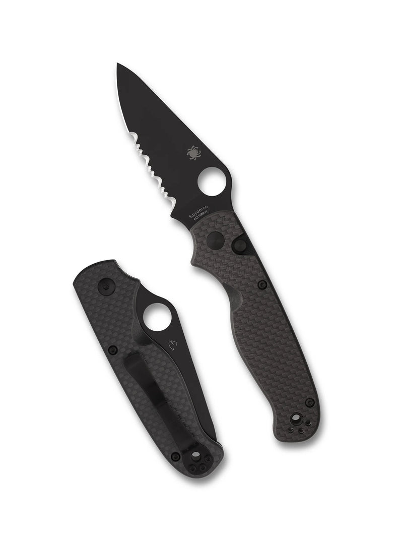 Spyderco ButtonUp Carbon Fiber 3.27" Combination Edge Black Oxide Folding Pocket Knife (C275CFPSBK)