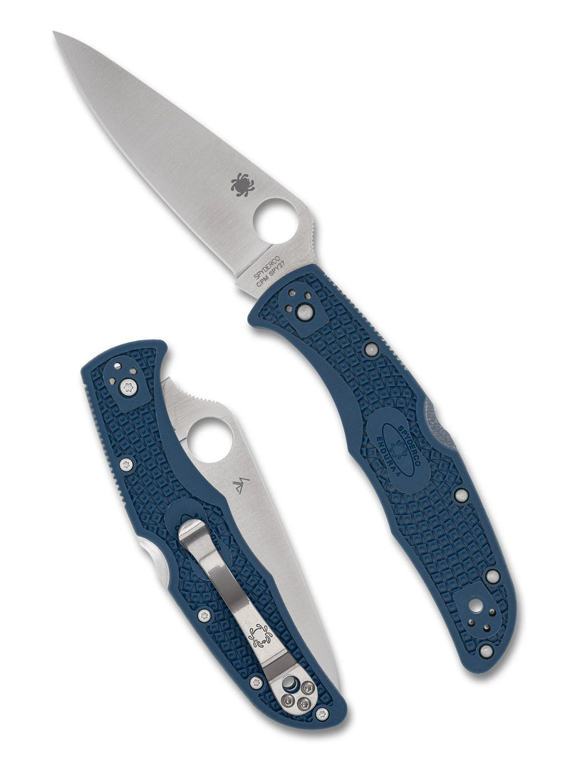 Spyderco Endura 4 CPM SPY27 Plain Edge Cobalt Blue Folding Pocket Knife (C10PCBL)