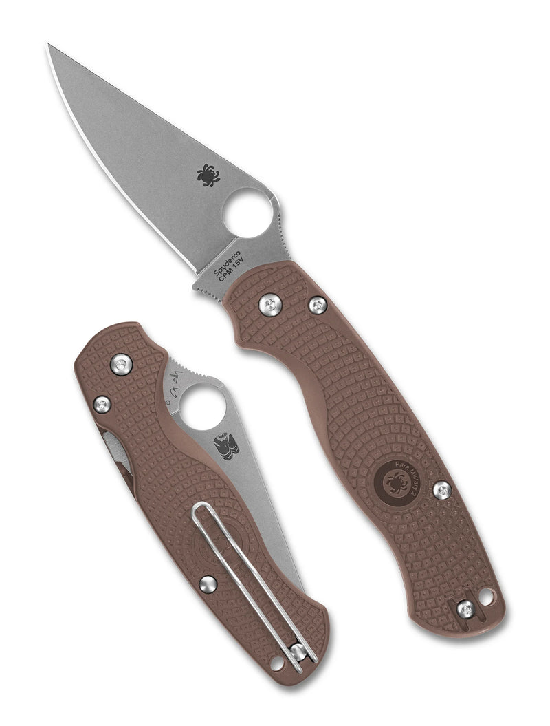 Spyderco Para Military 2 Lightweight Brown CPM 15V Sprint Run 3.47" Plain Edge Folding Pocket Knife (C81PBN15V2)