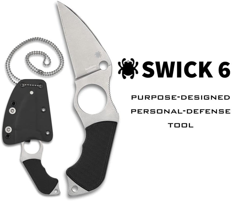 Spyderco Swick 6 Small 2.73" Fixed Plain Edge LC200N Pocket Knife (FB14P6)