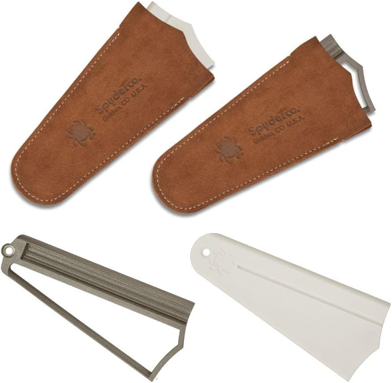 Spyderco Golden Stone/Webfoot Set Portable Knife and Tool Sharpener, No Oil/Water Needed (308FCBN)