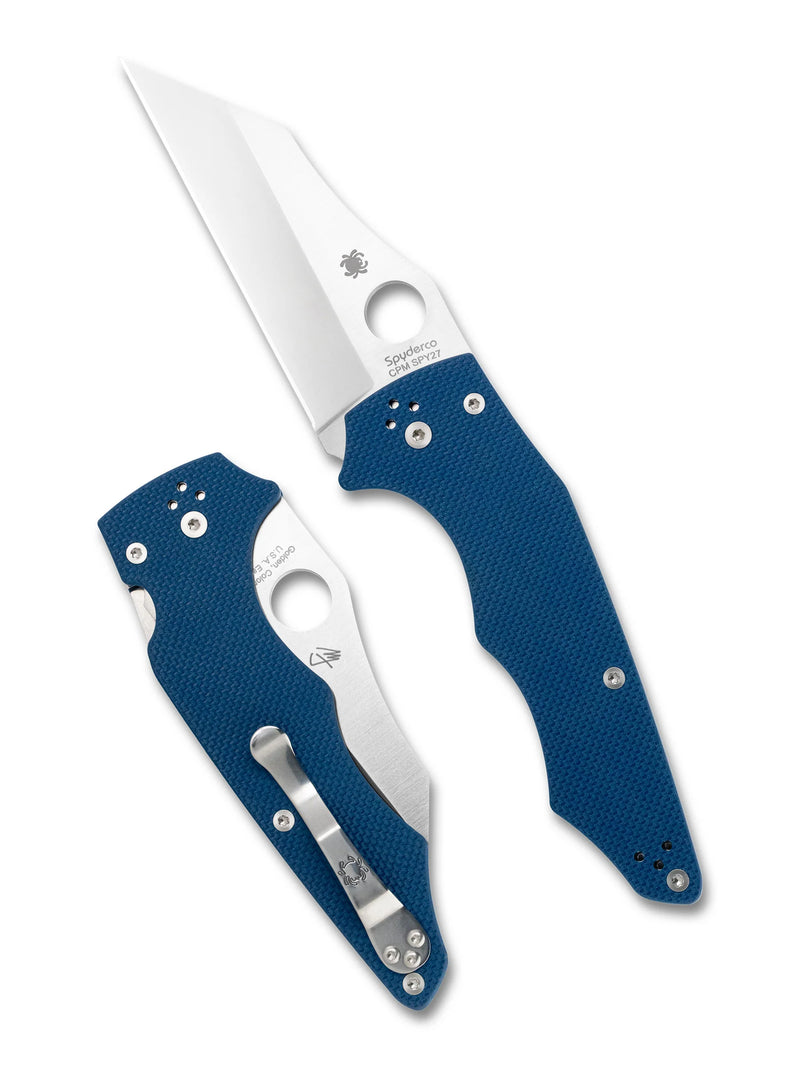 Spyderco Yojumbo Cobalt Blue G-10 CPM SPY27 3.98" Plain Edge Folding Pocket Knife (C253GPCBL)